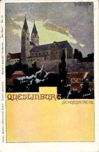 Künstler Ak Quedlinburg im Harz, Schosskirche