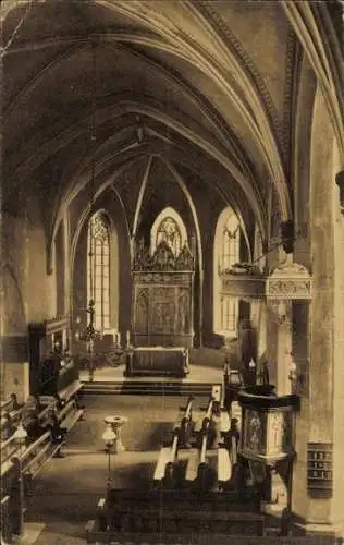 Ak Lutherstadt Eisleben in Sachsen Anhalt, St. Andreas Kirche mit Lutherkanzel, Altar