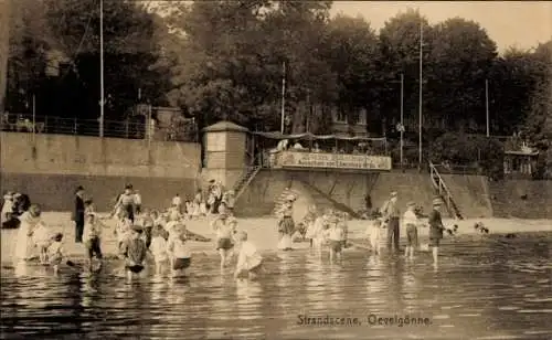 Ak Hamburg Altona Othmarschen Övelgönne, Strandszene, Gastwirtschaft Zum Bäcker