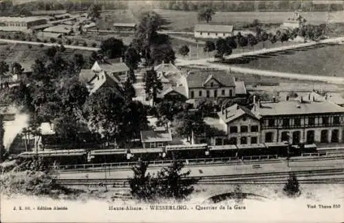 Ak Husseren Wesserling Hüsseren Wesserling Haut Rhin,Quartier de la Gare,Bahnhof