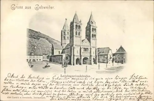 Ak Guebwiller Gebweiler Elsaß Elsass Haut Rhin, Blick auf die Leodegariuskirche