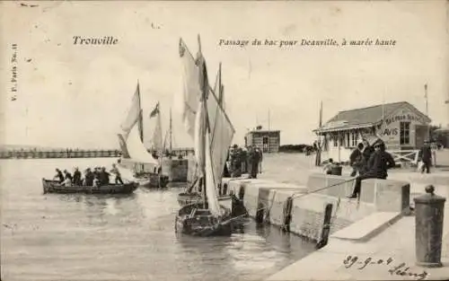 Ak Trouville Calvados, Passage du bac pour Deauville a maree basse, Hafen, Boote