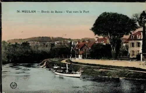 Ak Meulan en Yvelines, Bords de Seine Vue vers le Fort