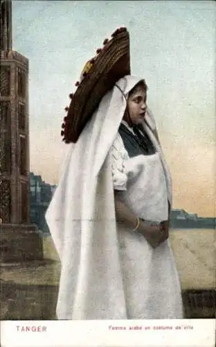 Ak Tanger Marokko, Femme arabe en costume de ville, Maghreb