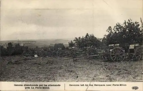 Ak La Ferté Milon Aisne, Deutsche Geschütze, I WK