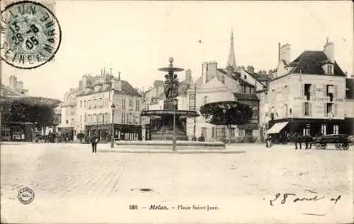 Ak Melun Seine et Marne, Place Saint-Jean