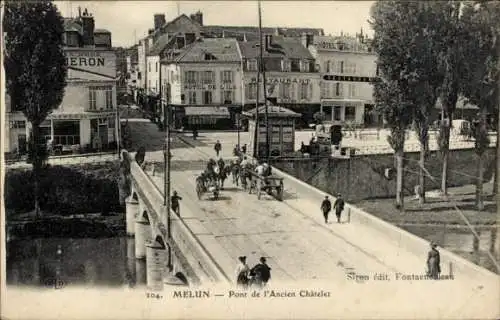 Ak Melun Seine et Marne, Pont de l'Ancien Chatelet