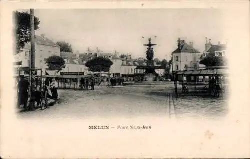 Ak Melun Seine et Marne, Place Saint Jean