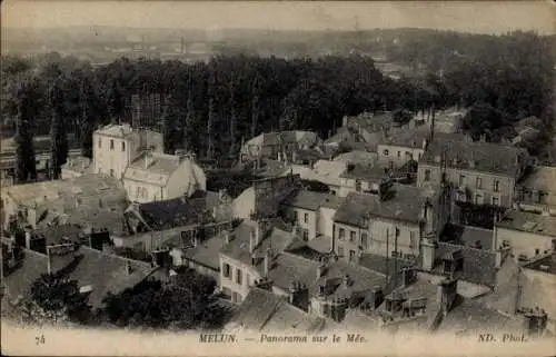 Ak Melun Seine et Marne, Panorama sur le Mee