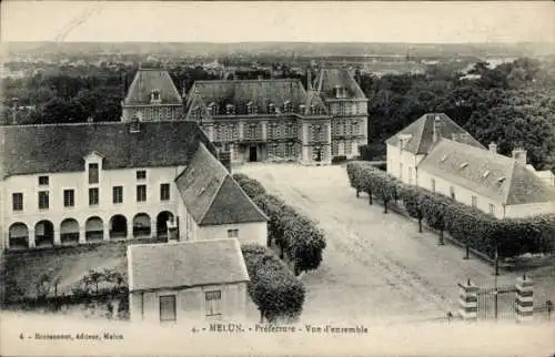 Ak Melun Seine et Marne, Prefecture - Vue d'ensemble