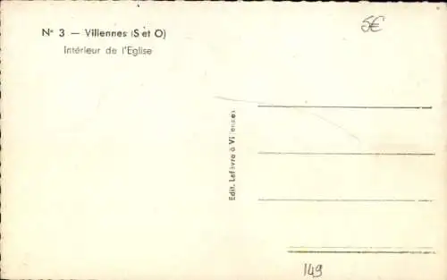Ak Villennes sur Seine Yvelines, Innenraum der Kirche