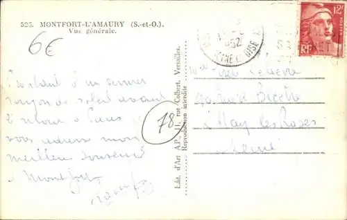 Postkarte Montfort l'Amaury Yvelines, Gesamtansicht