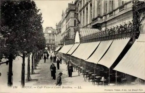 Ak Rouen Seine Maritime, Café Victor, Cours Boieldieu