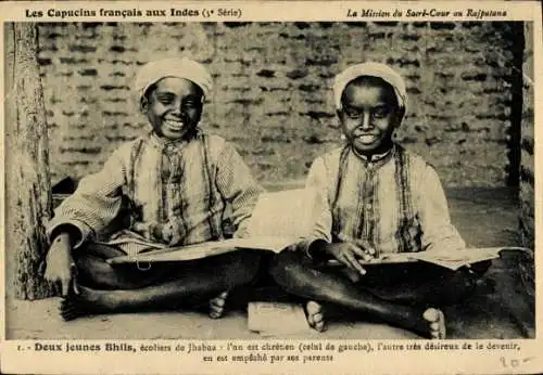 Ak Indien, Les Capucins francais aux Indes, Deux jeunes Bhils, écoliers de Jhabua