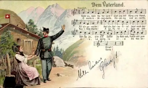 Lied Litho Dem Vaterland, Schweiz, Reklame Cacao Suchard