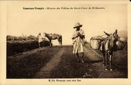 Ak Kamerun, Missions des Prêtres du Sacré Coeur de St. Quentin, Un Houassa avec son âne