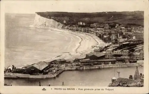 Ak Mers les Bains Somme, vue generale prise du Treport