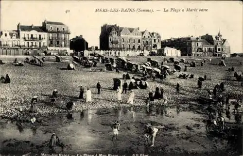 Ak Mers les Bains Somme, la Plage a Maree basse