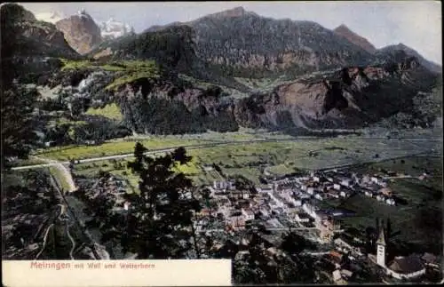 Ak Meiringen Kanton Bern Schweiz, Gesamtansicht, Well und Wetterhorn