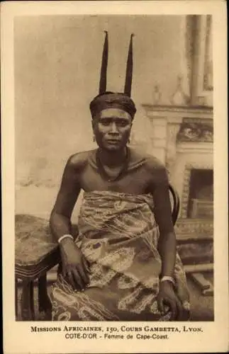 Ak Cape Coast Ghana, Cote d'Or, Femme, Afrikanische Frau, Kopfschmuck