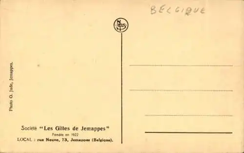 Ak Mons Belgien, Societe Les Gilles de Jemappes, Kostüm
