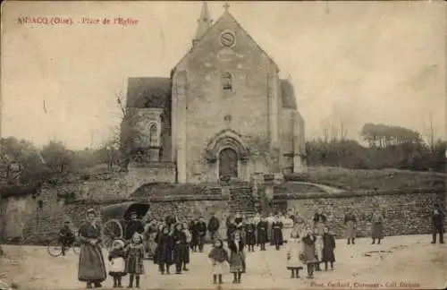 Ak Ansacq Oise, Place de l'Eglise, Kirche