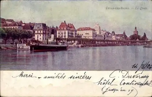 Ak Évian les Bains Haute Savoie, le Quai