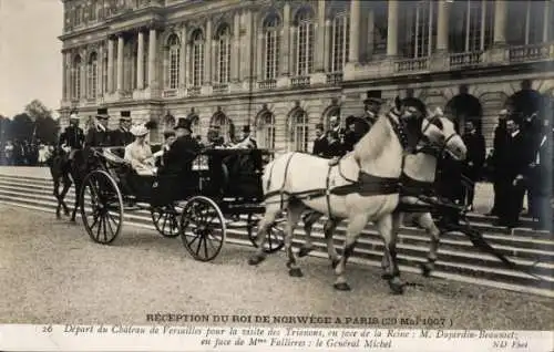 Ak Versailles CPA 78, Arrivee du Roi de Norwege 1907