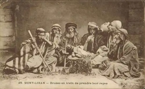 Ak Libanon, Drusen bei der Mahlzeit