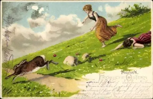 Künstler Litho Mailick, Glückwunsch Ostern, Osterhase