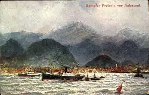 Künstler Ak Ålesund Aalesund Norwegen, Dampfer Pretoria