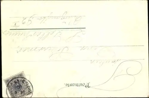 Litho Glückwunsch Ostern, Ostereierkorb, Osterhase als Maler, Zwerge