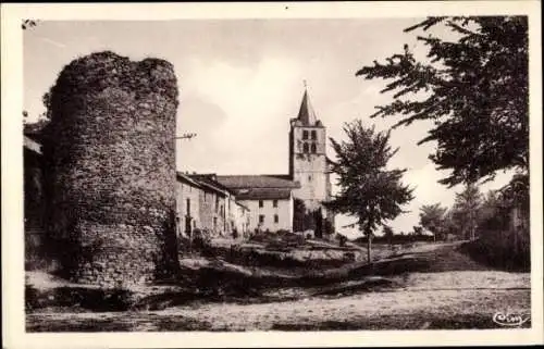 Ak Sauveterre Aveyron, Turm, Kirche