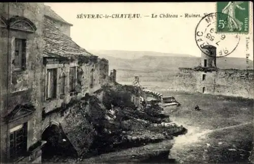 Ak Sévérac le Chateau Aveyron, Schloss, Ruine