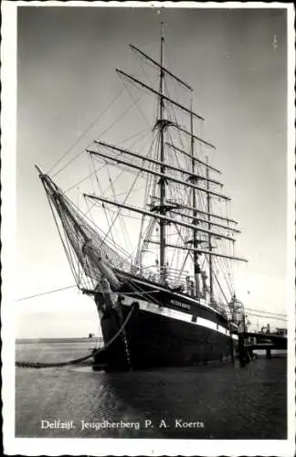 Ak Delfzijl Groningen, Jeugdherberg P. A. Koerts, Segelschiff