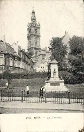 Ak Mons Wallonien Hennegau, Le Beffroi, Kirchturm, Denkmal