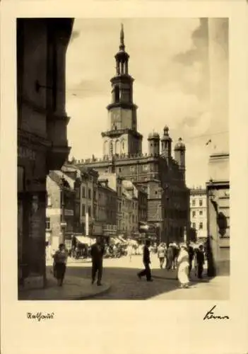 Ak Poznań Posen, Partie am Rathaus