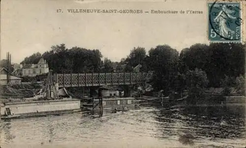 Ak Villeneuve Saint Georges Val de Marne, Embouchure de l'Yerres