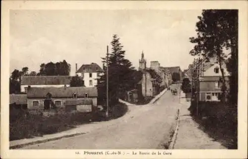 Ak Plouaret Côtes d'Armor, La Route de la Gare