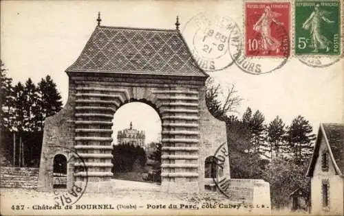 Ak Cubry Doubs, Chateau Bournel, Porte du Parc, cote Cubry