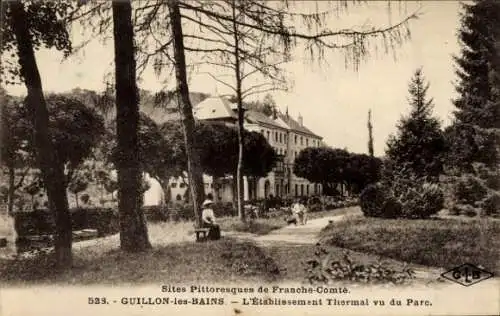 Ak Guillon les Bains Doubs, L'Etablissement Thermal vu du Parc