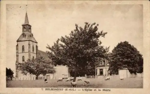 Ak Belhomert Eure et Loir, Eglise, Mairie