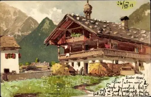 Künstler Litho Schmohl, P., Pertisau Eben Achensee Tirol, Fischerhaus