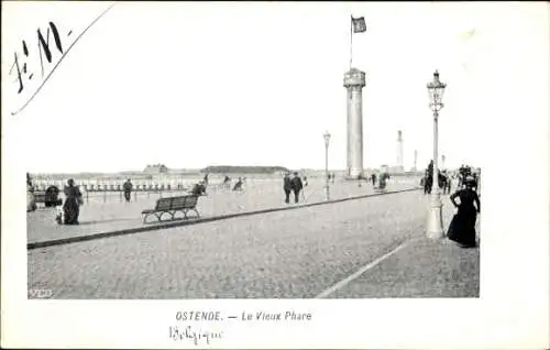 Ak Ostende Westflandern, Blick auf den Leuchtturm, le vieux phare