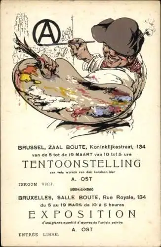 Künstler Ak Brüssel, Kunstausstellung, Kunstschildermaler A. Ost