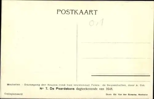 Künstler Ak Ost, Alfred, Mechelen, Ommegang der Reuzen, De Peerdekens