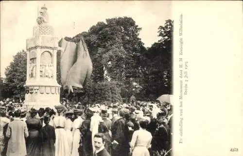 Ak Breda Nordbrabant Niederlande, Denkmal Königin Wilhelmina, Besucher, 1905