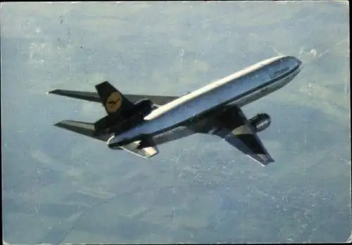 Ak Passagierflieger im Flug von oben, Lufthansa DC 10, Passagierflugzeug