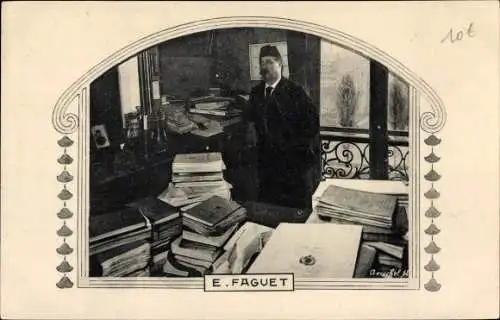 Ak Schriftsteller Émile Faguet, Portrait, Bücher