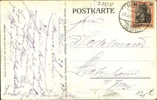 Künstler Ak Kappis, A., Weinlese im Neckartal, Rinderfuhrwerk, Bottiche, Weingut